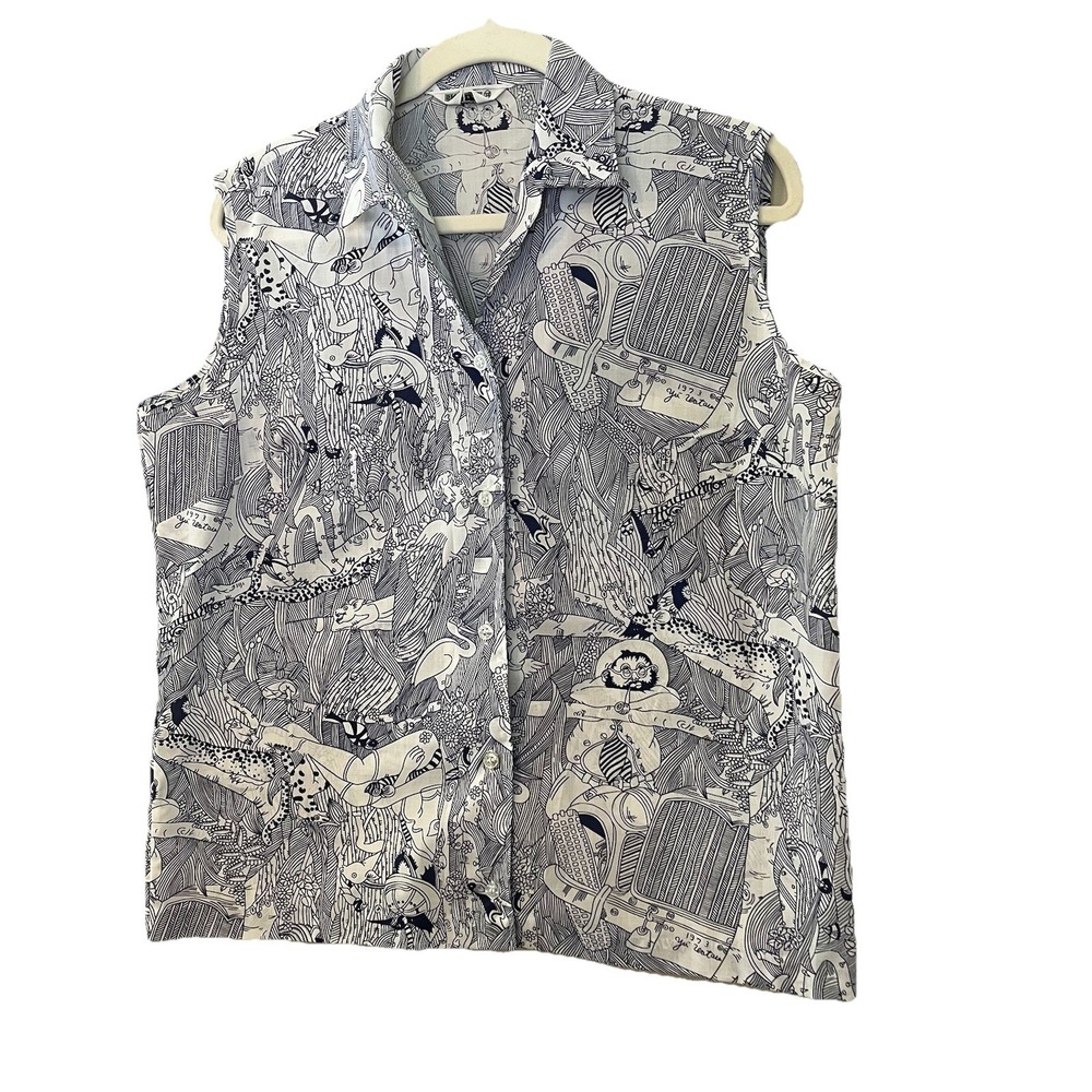 Women's Vintage Button Blouse Novelty Print Wired Day Wacky Outdoor Artsy Animal
